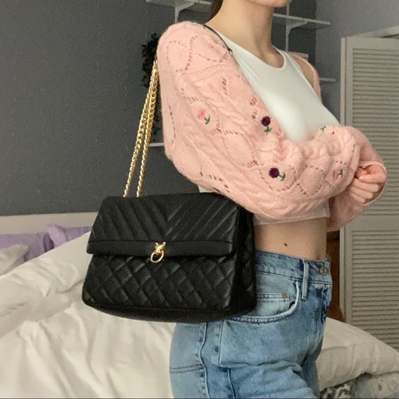 Quilted Black Shoulder Bag/Crossbody Purse - Picture 2 of 9